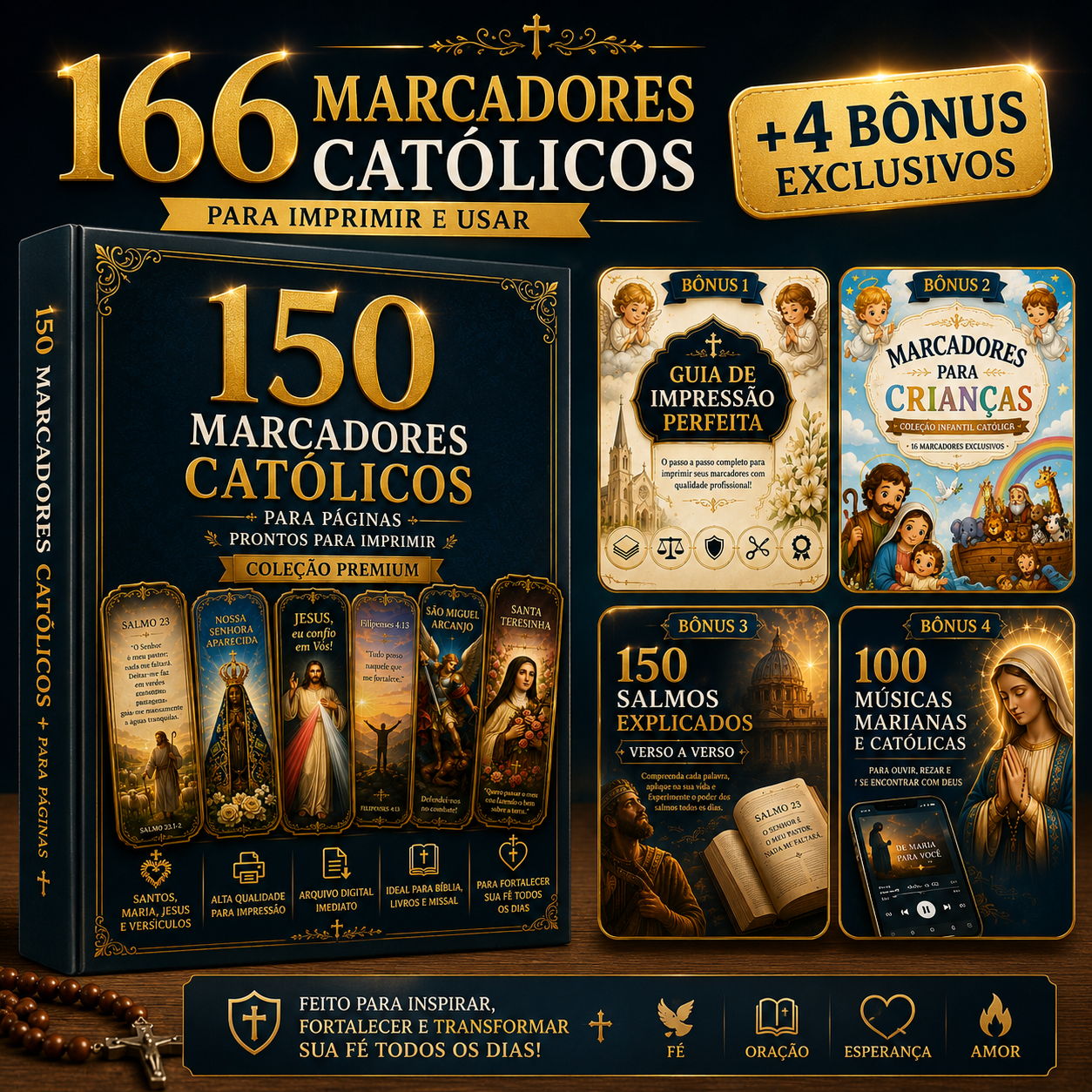 150 Marcadores Católicos + 4 bônus exclusivos